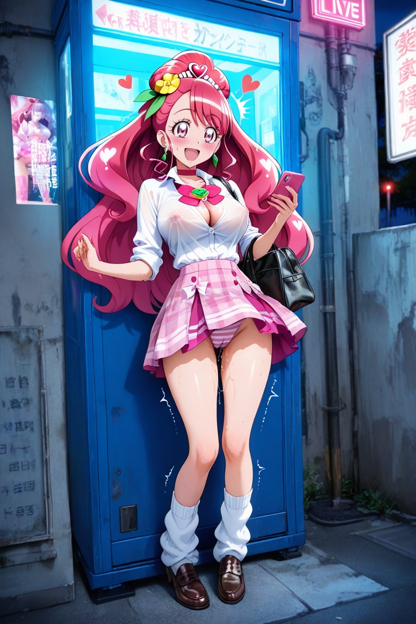 Hotel Outdoors, Leaning Against The Wall, Beach Hentai IA