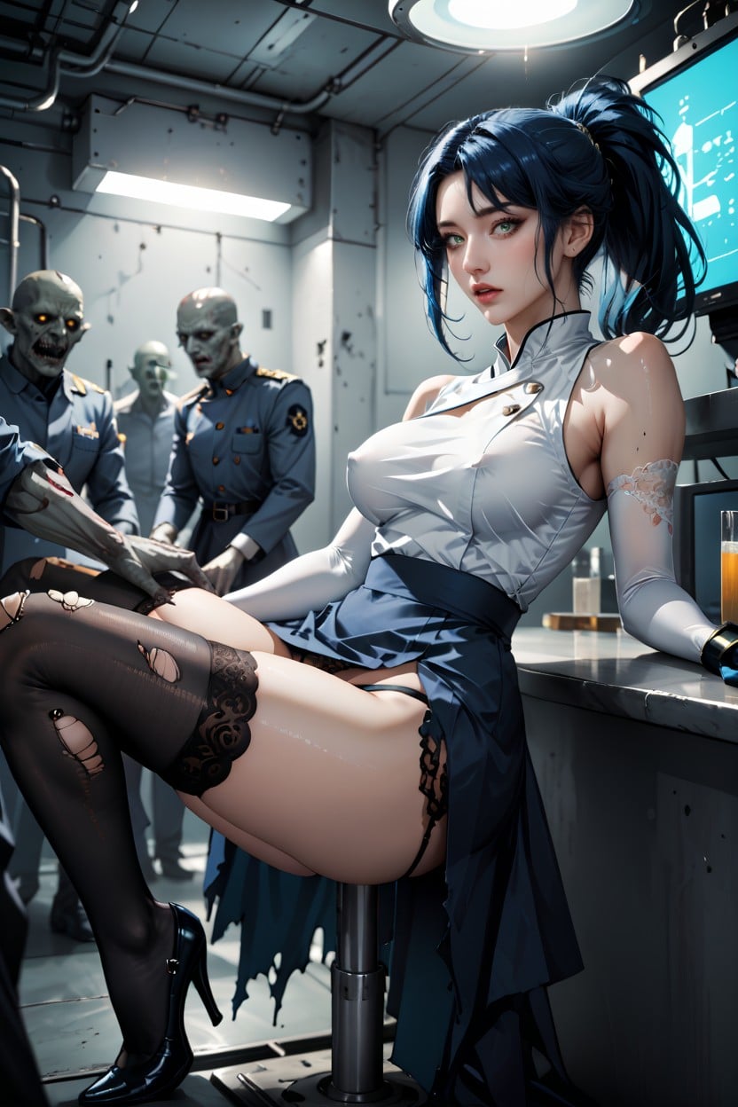 High Resolution, Dark Laboratory, White Elbow Gloves AI Porn
