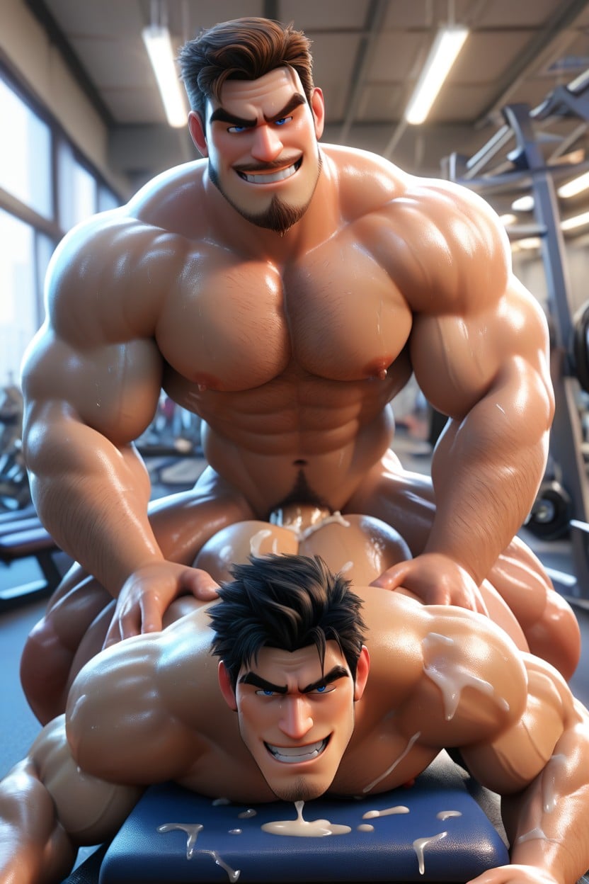 Oiled Skin, Many People Around, Motion Lines From Fucking Porno IA Gay