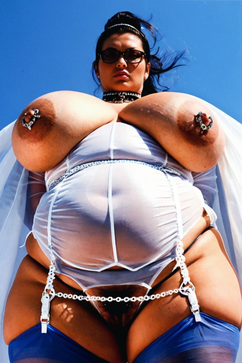 Glittery Pierced Nipples, Hair In Wind, Belt Chain Porno BBW IA