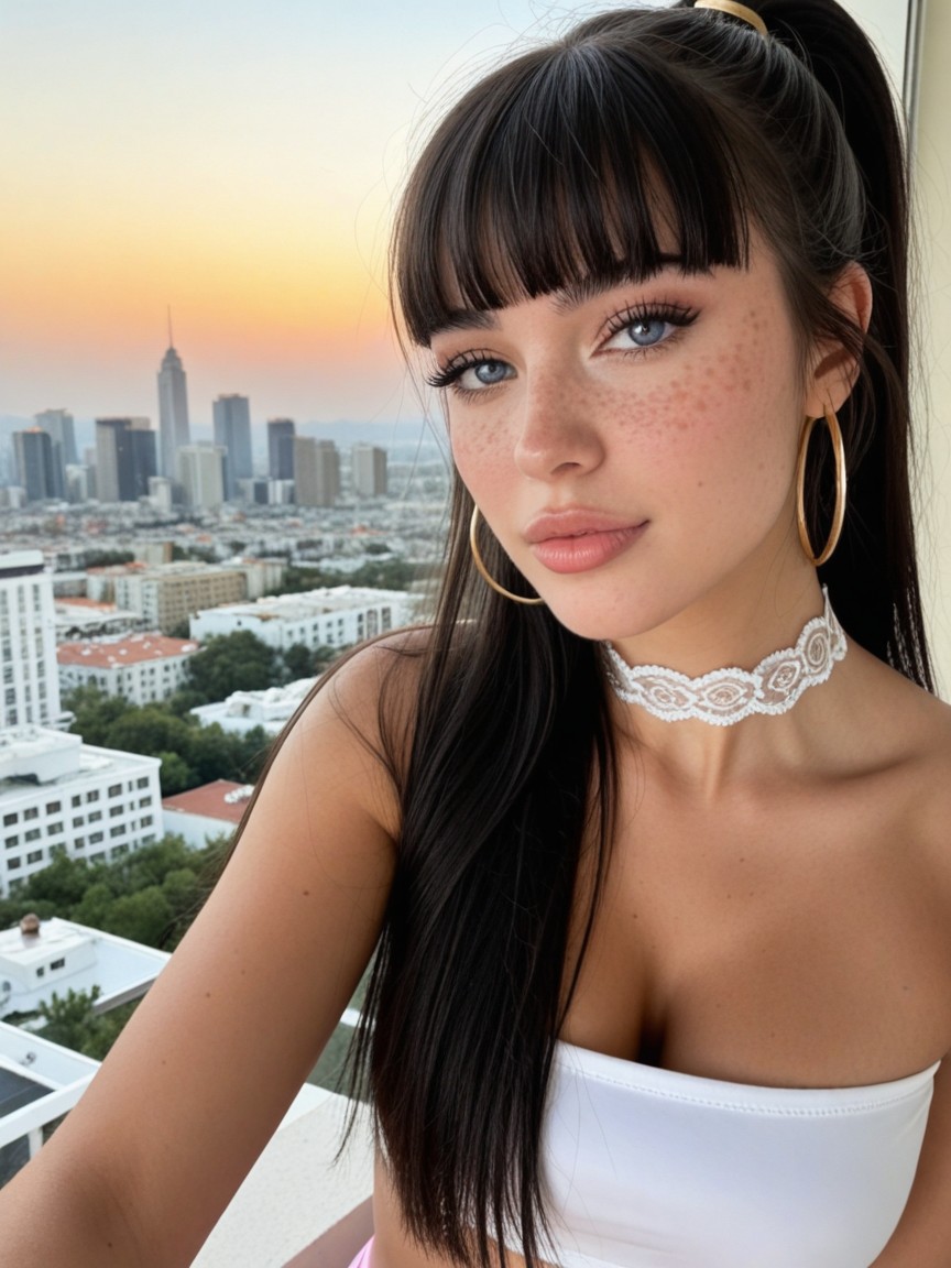 Ultra High Resolution Selfie, Volumetric Soft Lighting On Face, Sharp Winged Eyeliner AI Porn