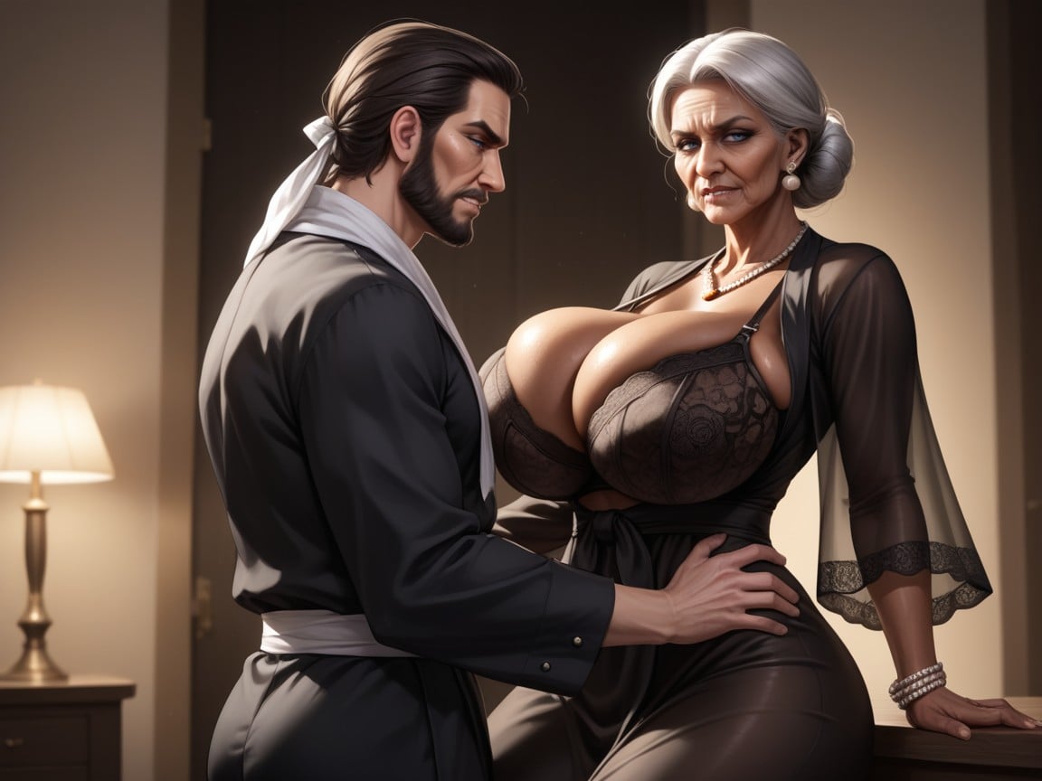 60+, Noche, Black Clothes Porno indio IA
