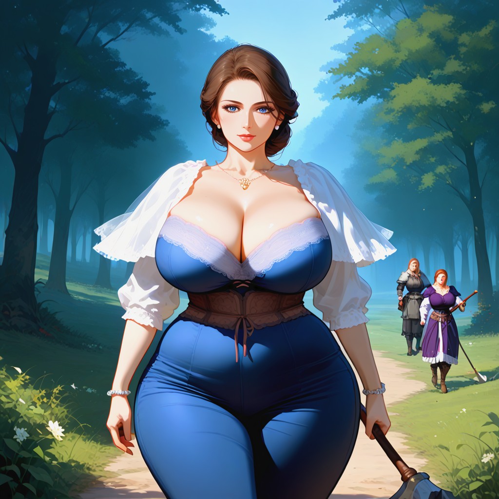 Huge Chest, Hourglass, Walking MILF AI Porn