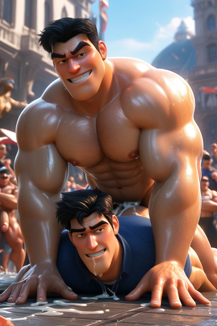 18+, Cum Everywhere, Muscular Tan Getting Penetrated Porno IA Gay