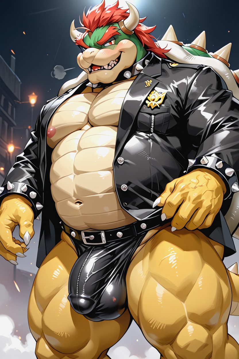 Standing, Fat Bowser, Military Furry AI Porn