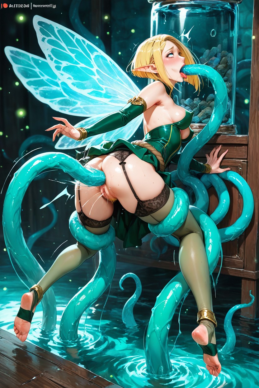 Masterful Aesthetic And Lighting, Elf Detailed Blonde Pubes, Anal Hentai AI Porn