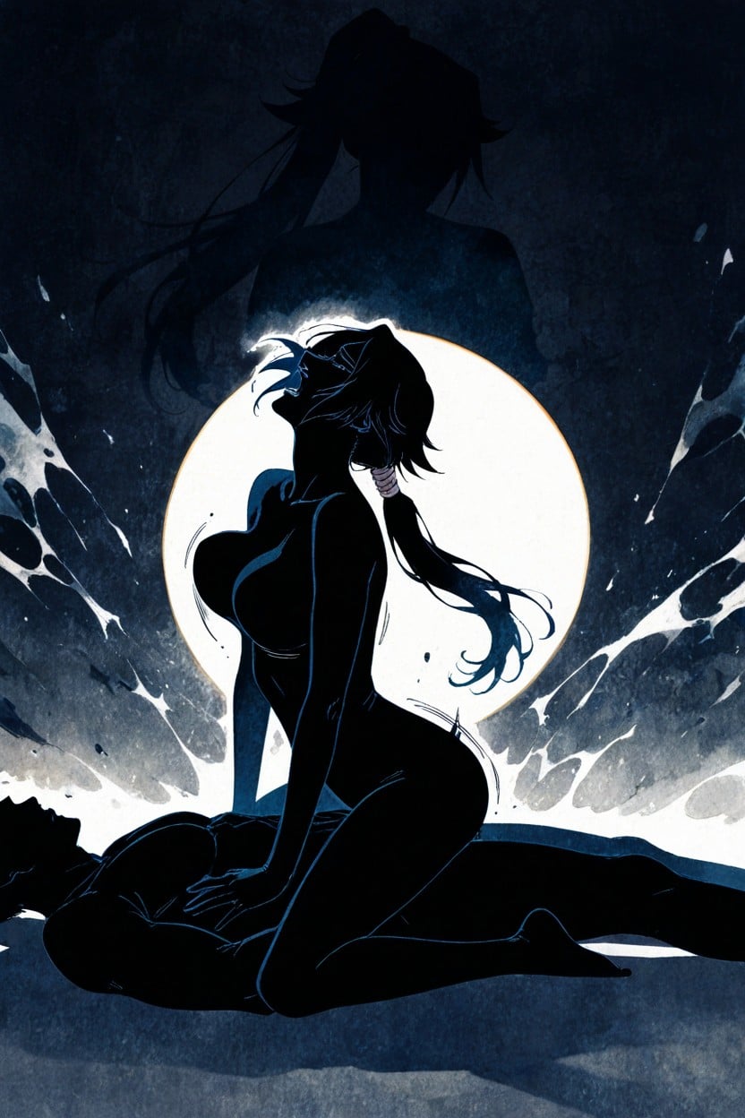 Moaning, Ponytail, Silhouette Hentai AI Porn