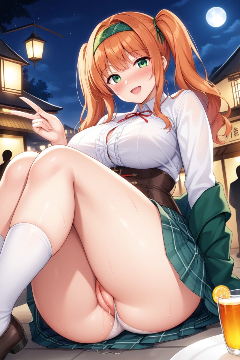 White Woman, Sentada, White Shirt Hentai IA