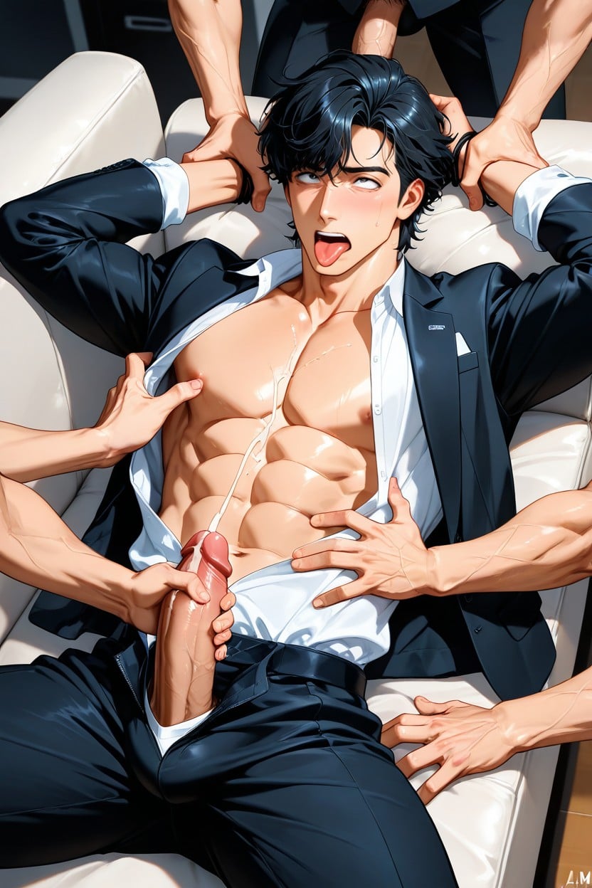 Office Worker, Long White Shirt And With Office Pants, Groping Porno IA Gay