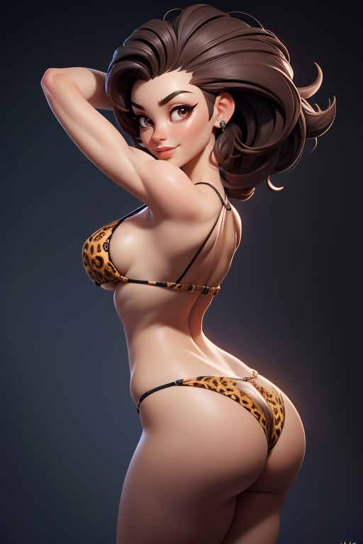 Rear View Of Large Round Bubble Ass, Shaved Bald On The Sides Of Head, Bald On The Sides Hentai AI Porn