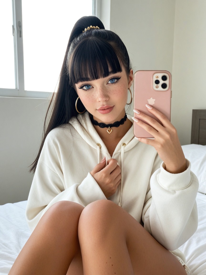Soft Freckles Across Nose And Cheeks, Shallow Depth Of Field, Cinematic Soft Highlights AI Porn