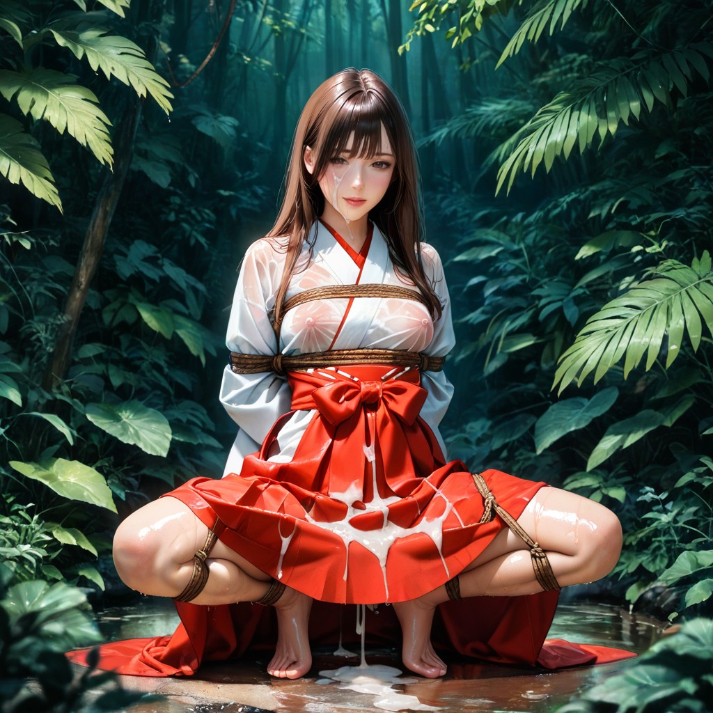 Small Breasts, Shrine Maiden Outfit, Trench Coat AI Porn