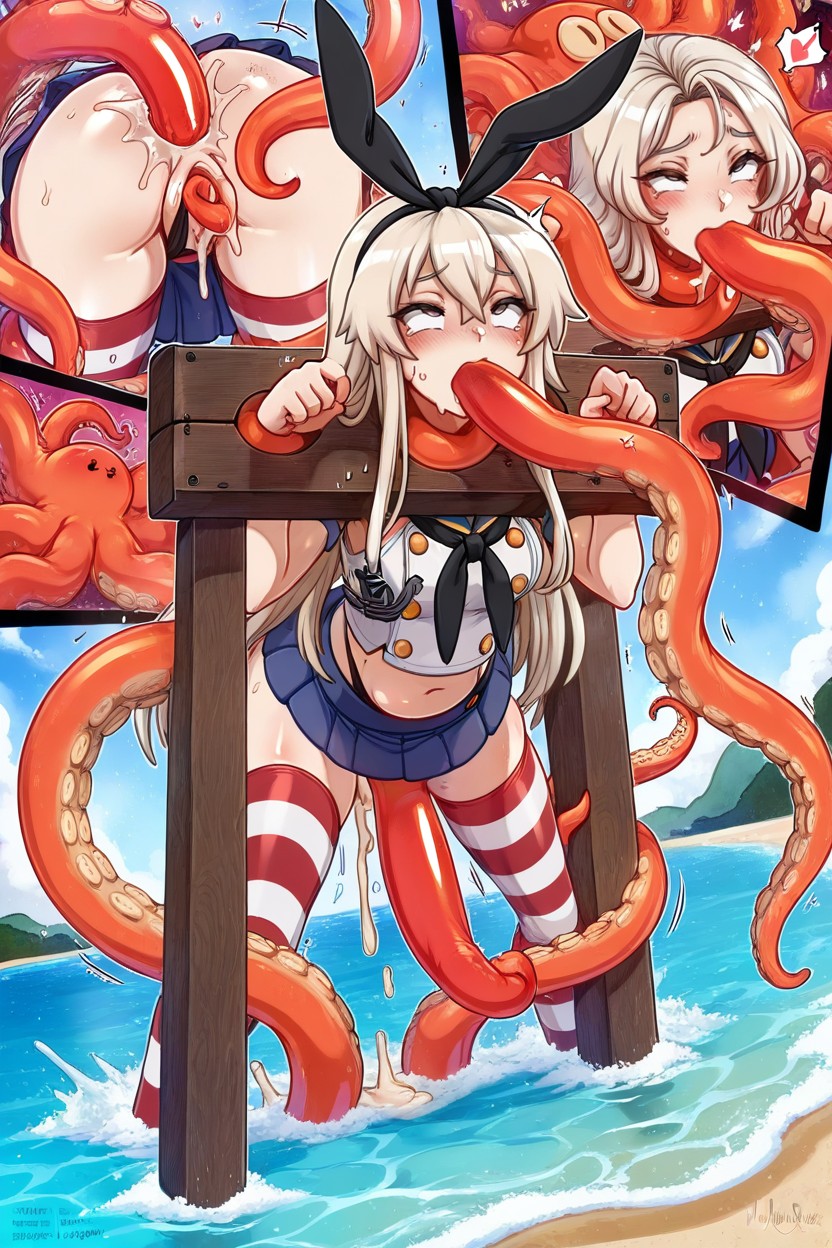 Huge Octopus, Legs By Tentacles, Merunyaa Style Hentai AI Porn
