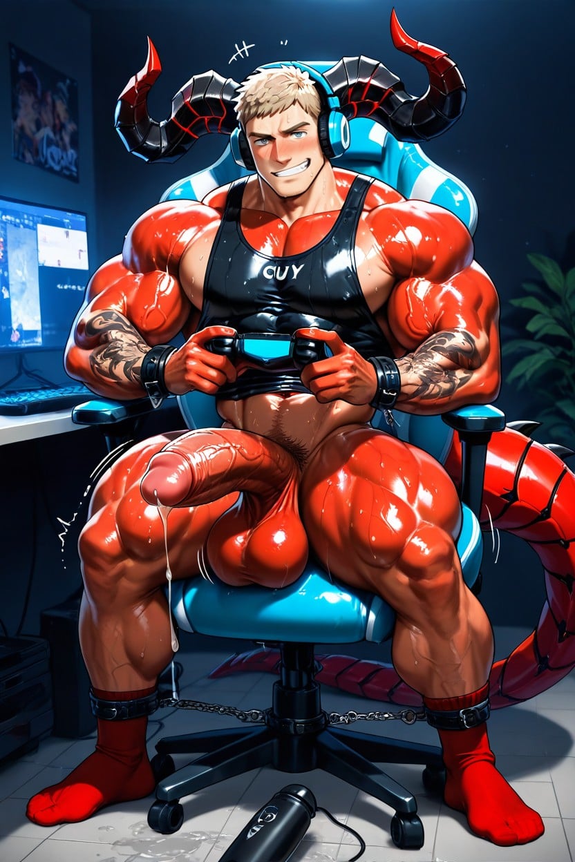 Hot And Seductive, Wet Body, Showing Cock ゲイAIポルノ