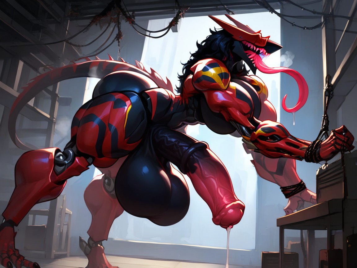 Muscular Arms, Eyeless, Steam Furry AI Porn