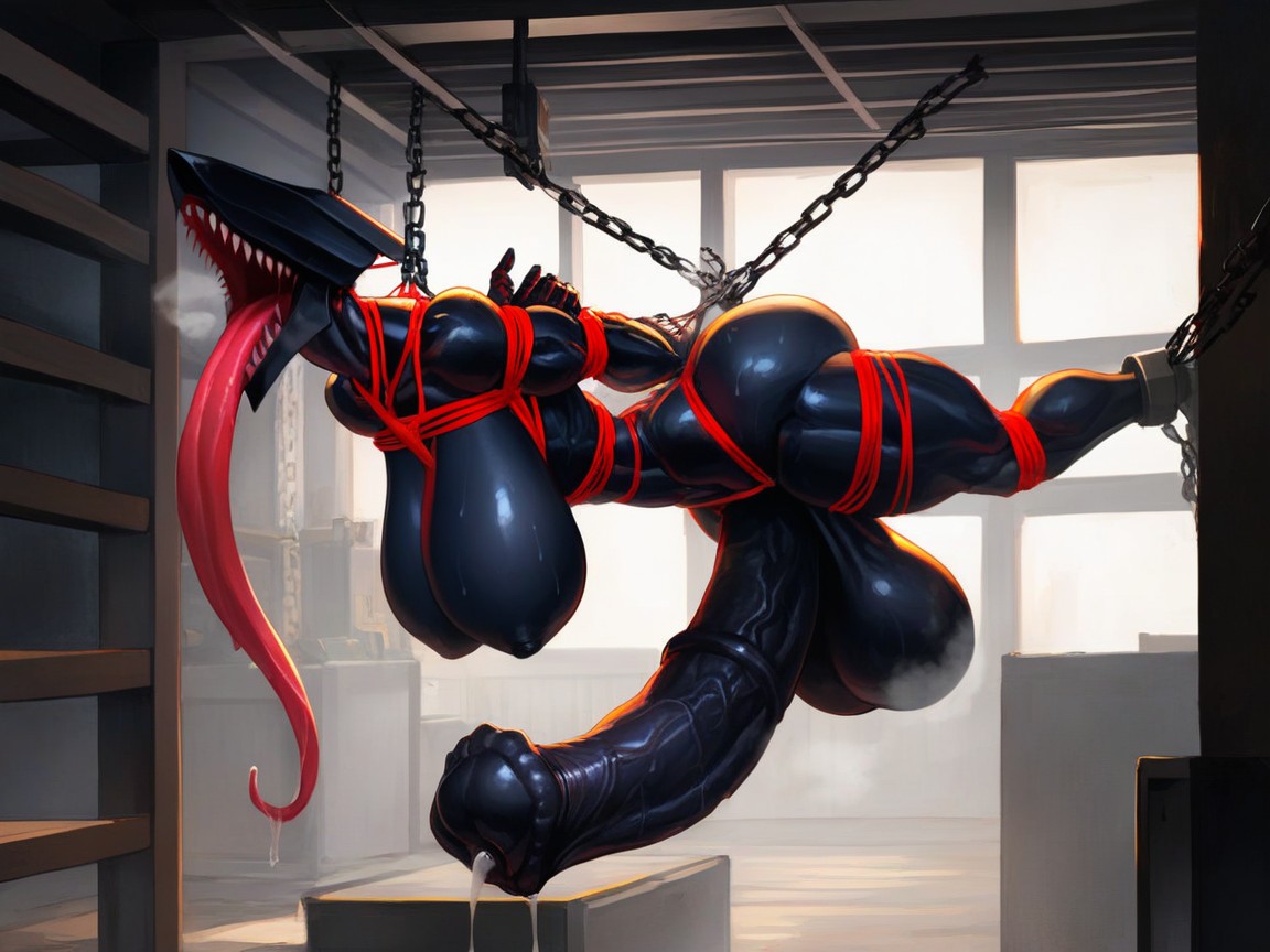 Restrained With Chains, Long Legs, Highly Detailed Furry AI Porn