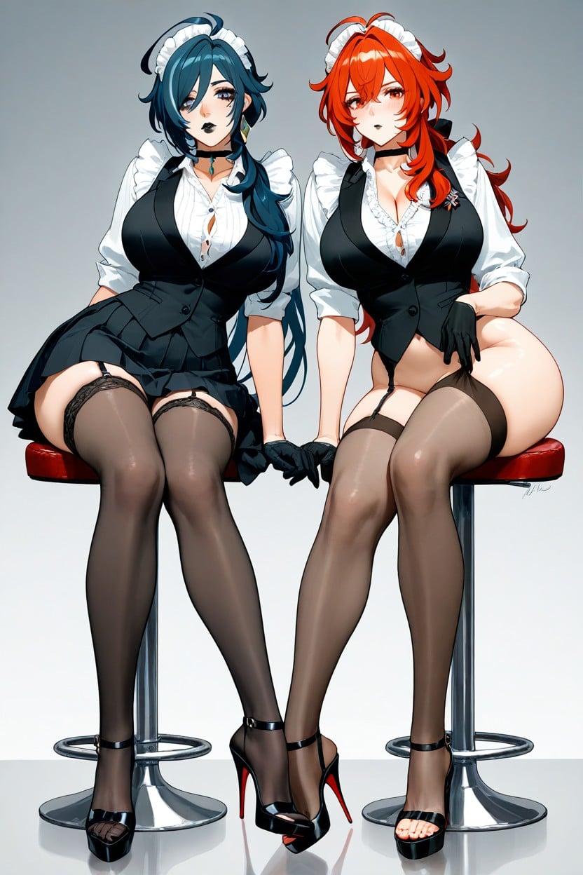 Black Long Gloves, Extremely Beautiful Face, Long Eyelashes AI Porn