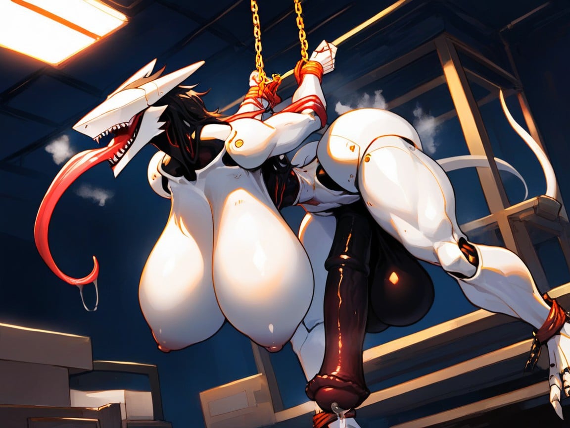 Night, Hanging From Ceiling, Long Legs Furry AI Porn