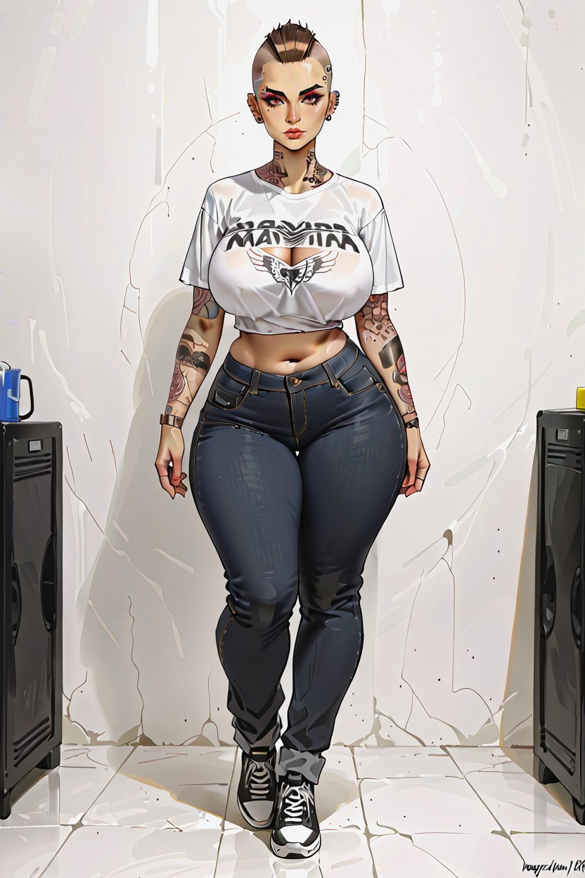 Vista Frontal, Wide Round Hips, Gruesa Porno IA