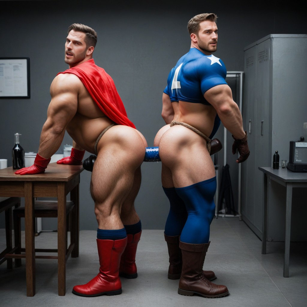 Shibari, Red Gloves And Boots, Blue Eyes AI Gay Porn