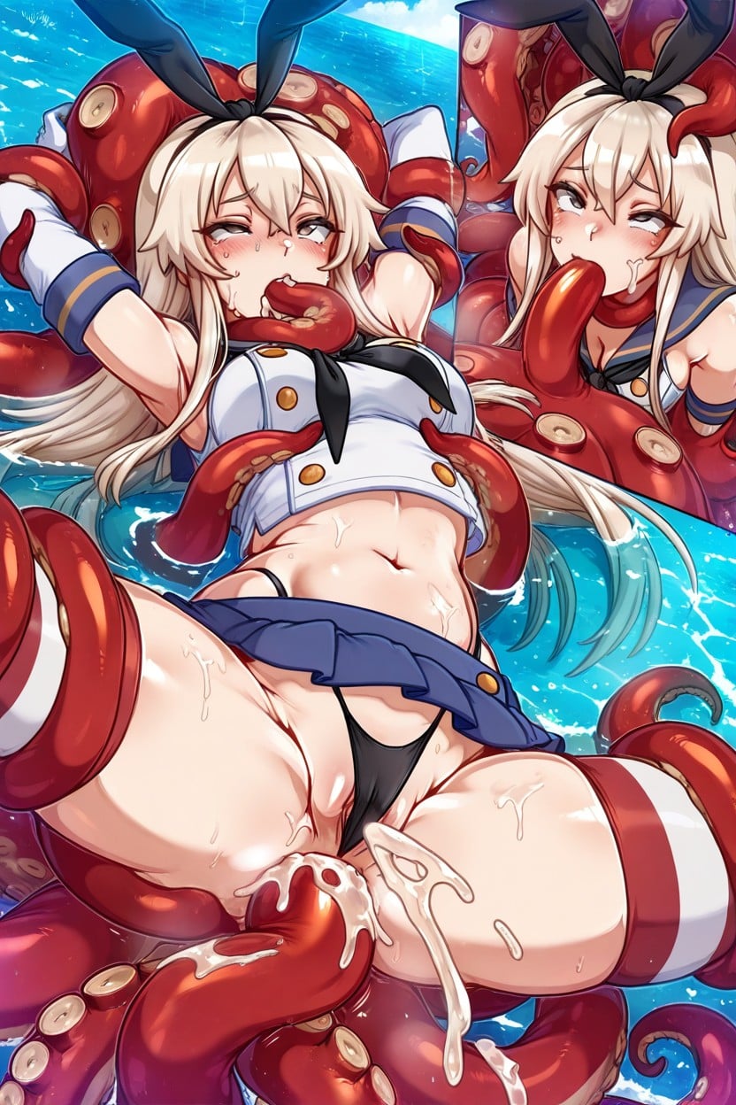 Cleavage, Sleeveless Shirt, Located In The Air Hentai AI Porn