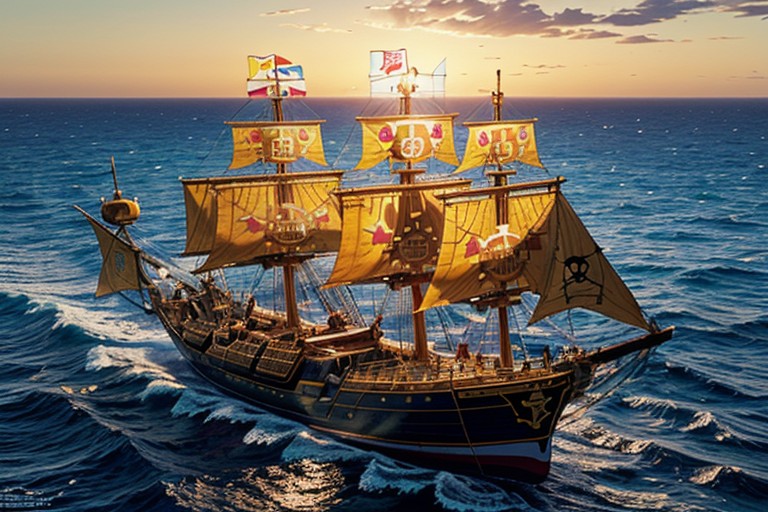 High Resolution, High Resolution, Painting With Pirates From One Piece Sailing On The Thousand Sunny Ship From One Piece AI Porn