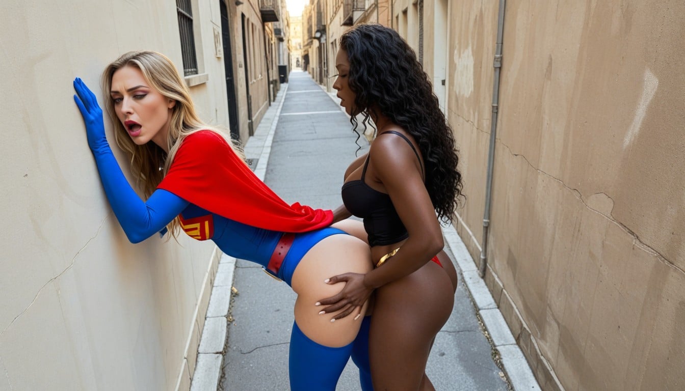 White Superhero Dress, Overflowing Cleavage, Long Blond Hair AI Porn