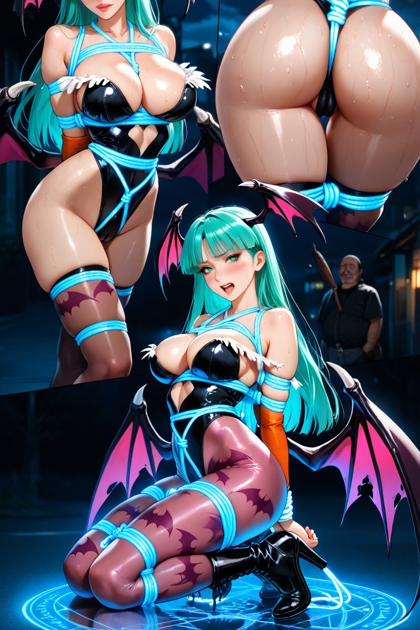 Morrigan Aensland, Respect Original Colors, Reflective Shiny Skin Hentai AI Porn