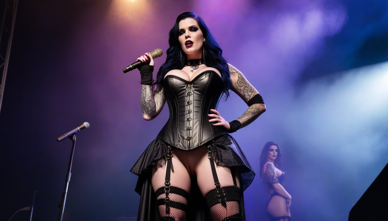 Smoke, Lace Sleeves, Ravens In Spotlights AI Porn