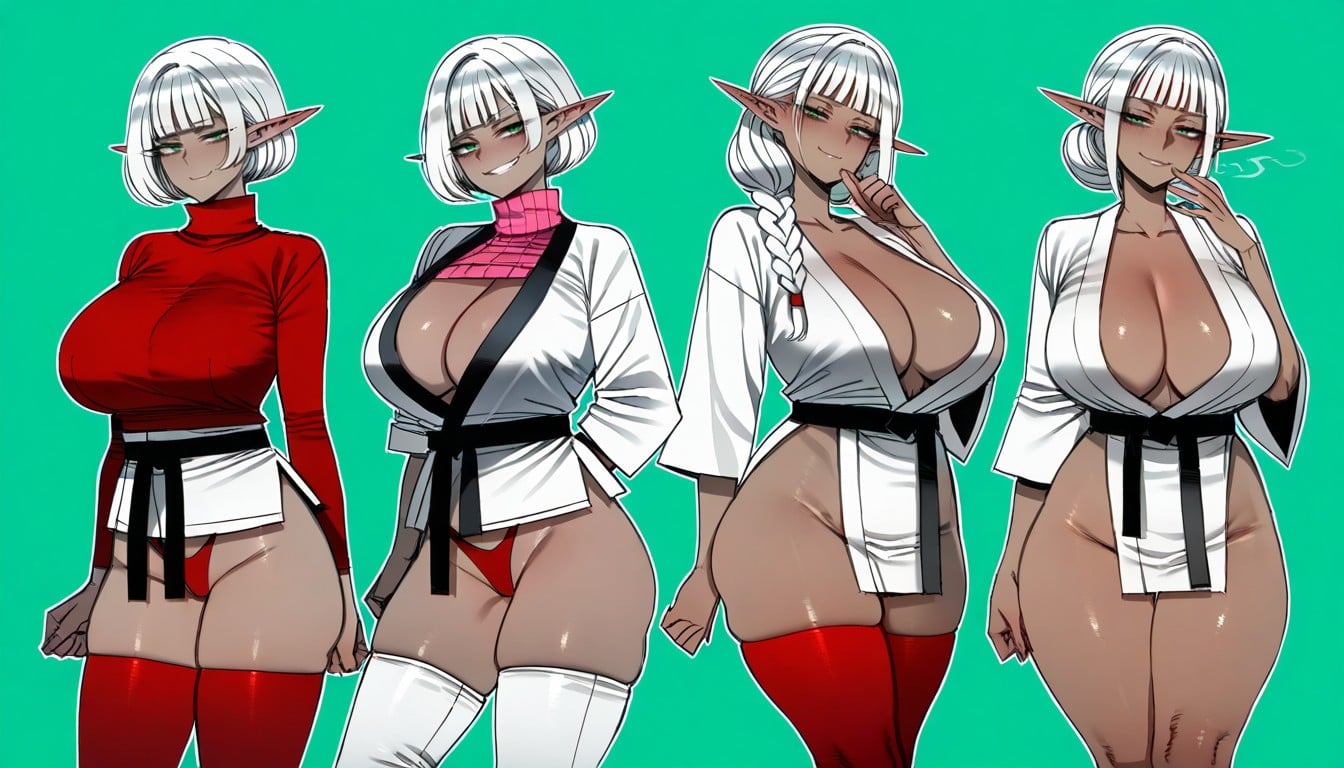 Empty Green Background, Woman, Voluptuous Hentai AI Porn