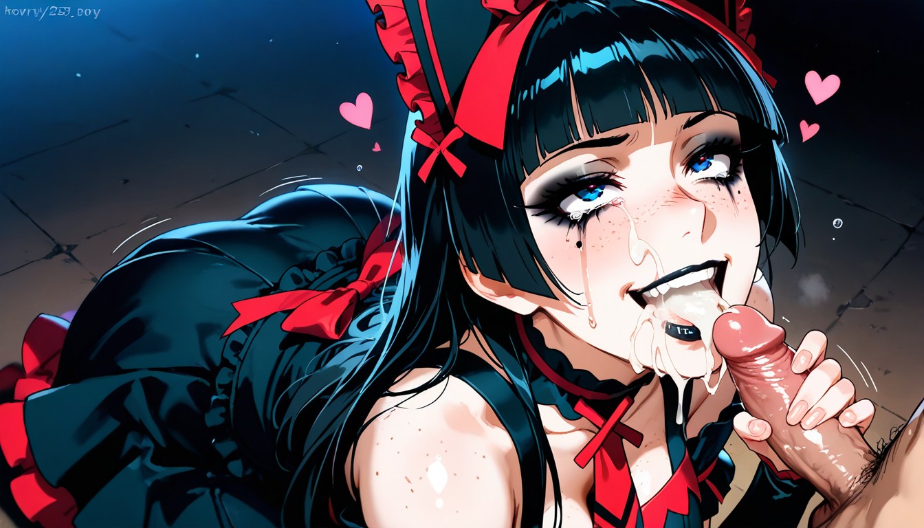 Mouth Focus, Big Breasts, Dark Blue Eyes Hentai AI Porn