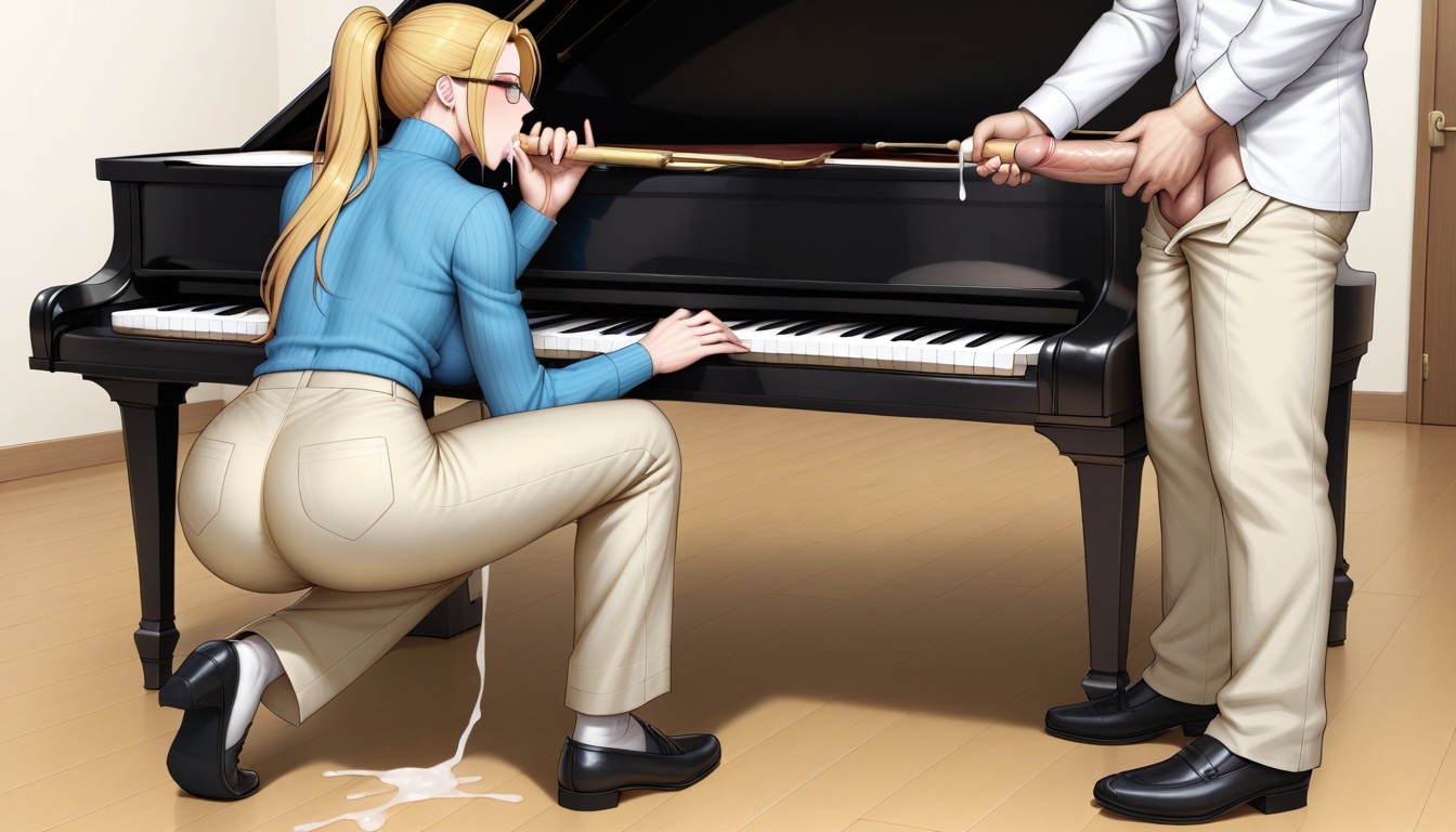 And Black Shoes, Deep-throat, There Is A Piano In The Room Hentai AI Porn