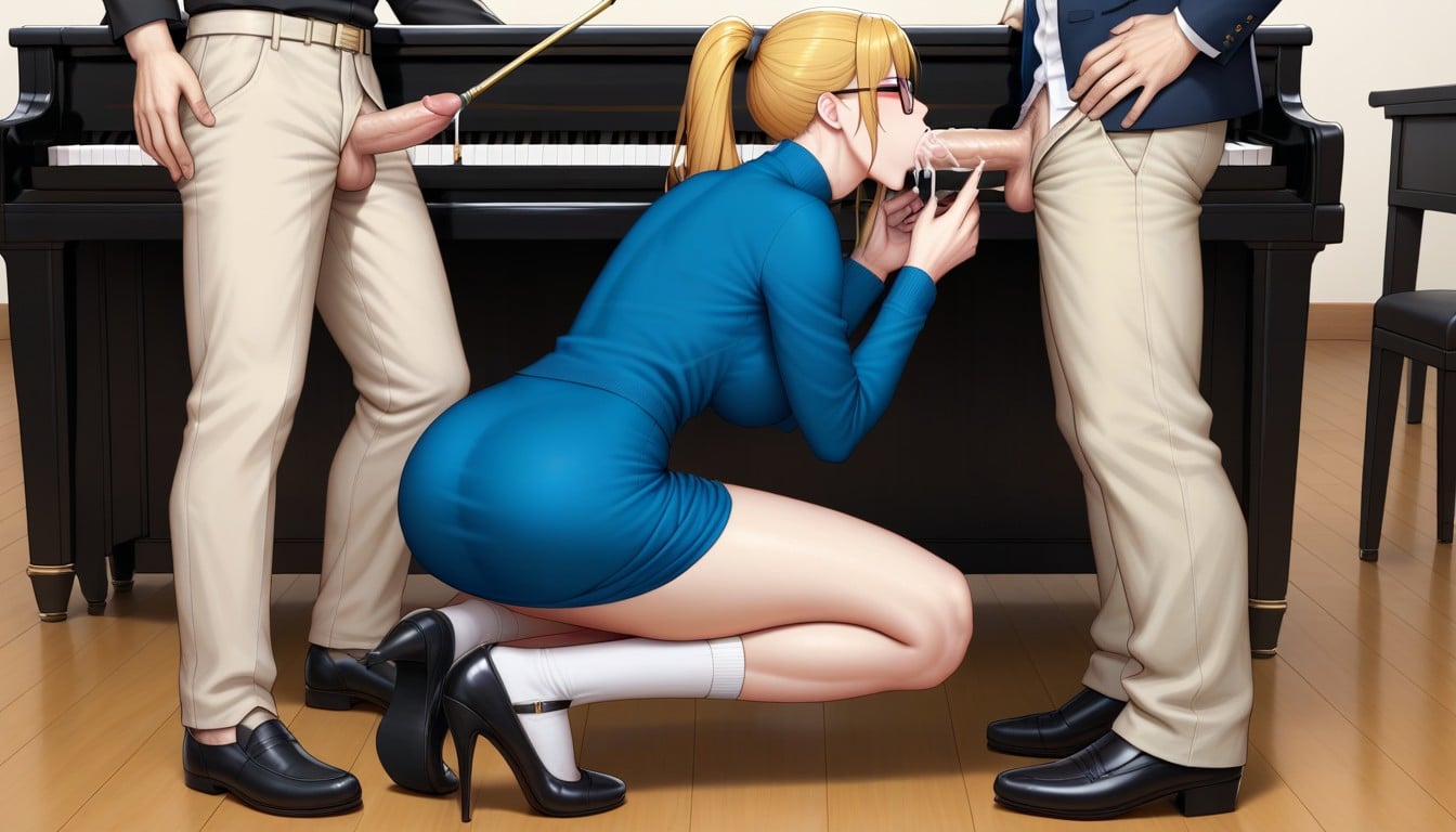 Musical Instrument, Black Shoes, Blowjob Hentai AI Porn