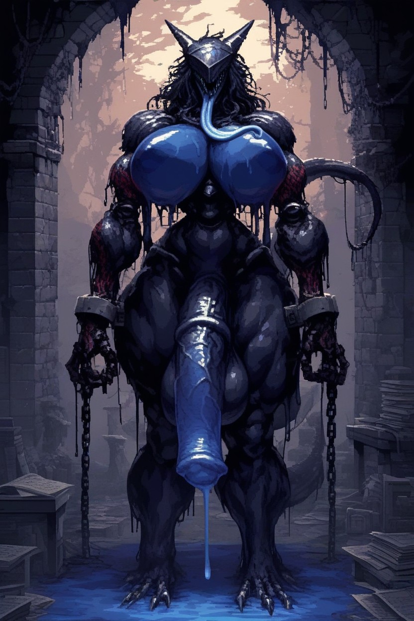 Monster, Restrained, Dark Shadows Furry AI Porn