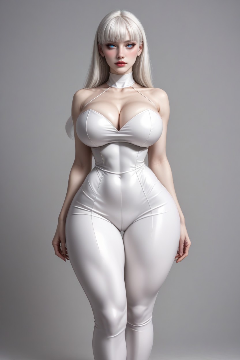 Long Black Hair, Hyper Huge Wide Hips, Beautiful Albino Skin Porno IA