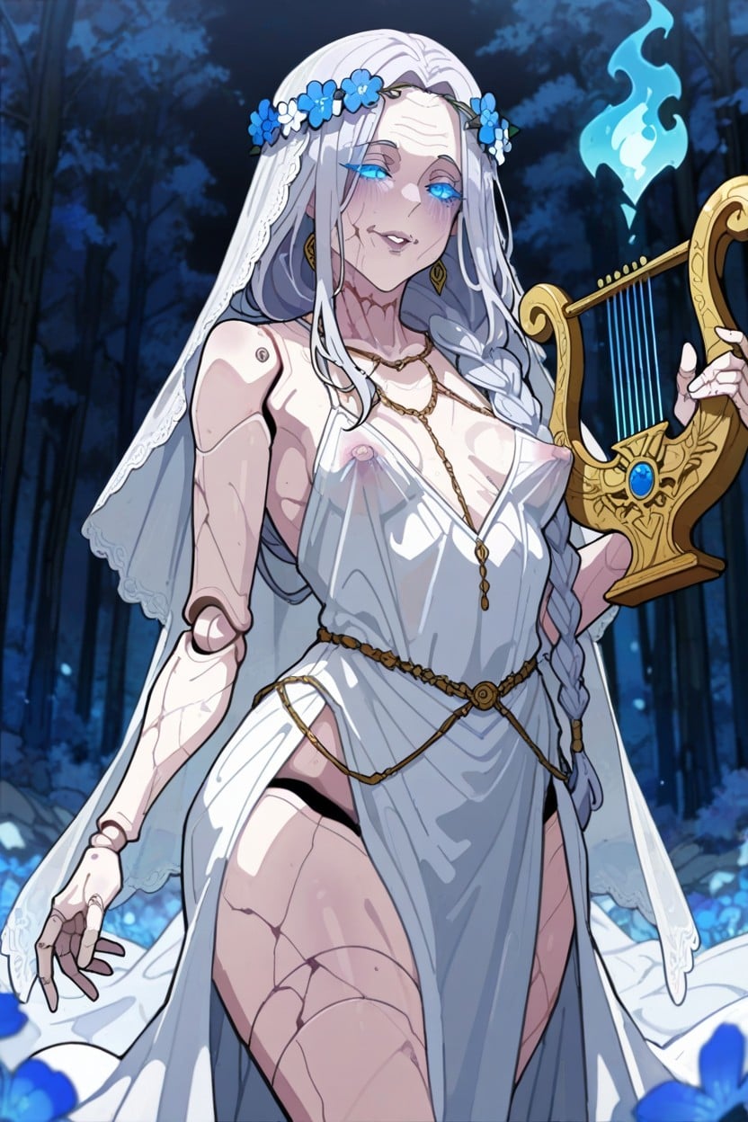 Nipple Bulge, White Dress, Braid Hentai AI Porn