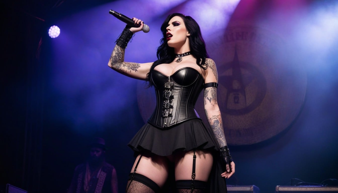 Smoke, Long Gothic Laced Leather Boots, Long Black Hair With Violet Sheen Porno IA