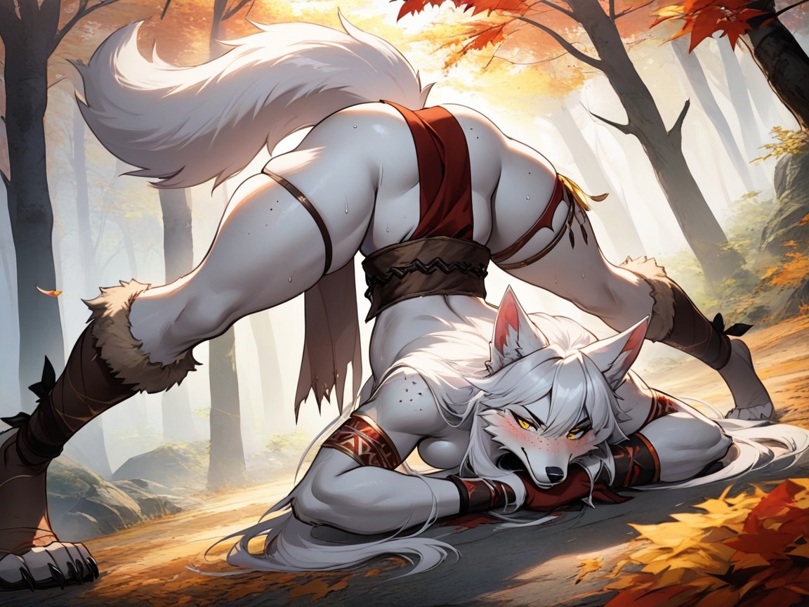 Perfect Legs, Soft Light, Underboob Furry AI Porn
