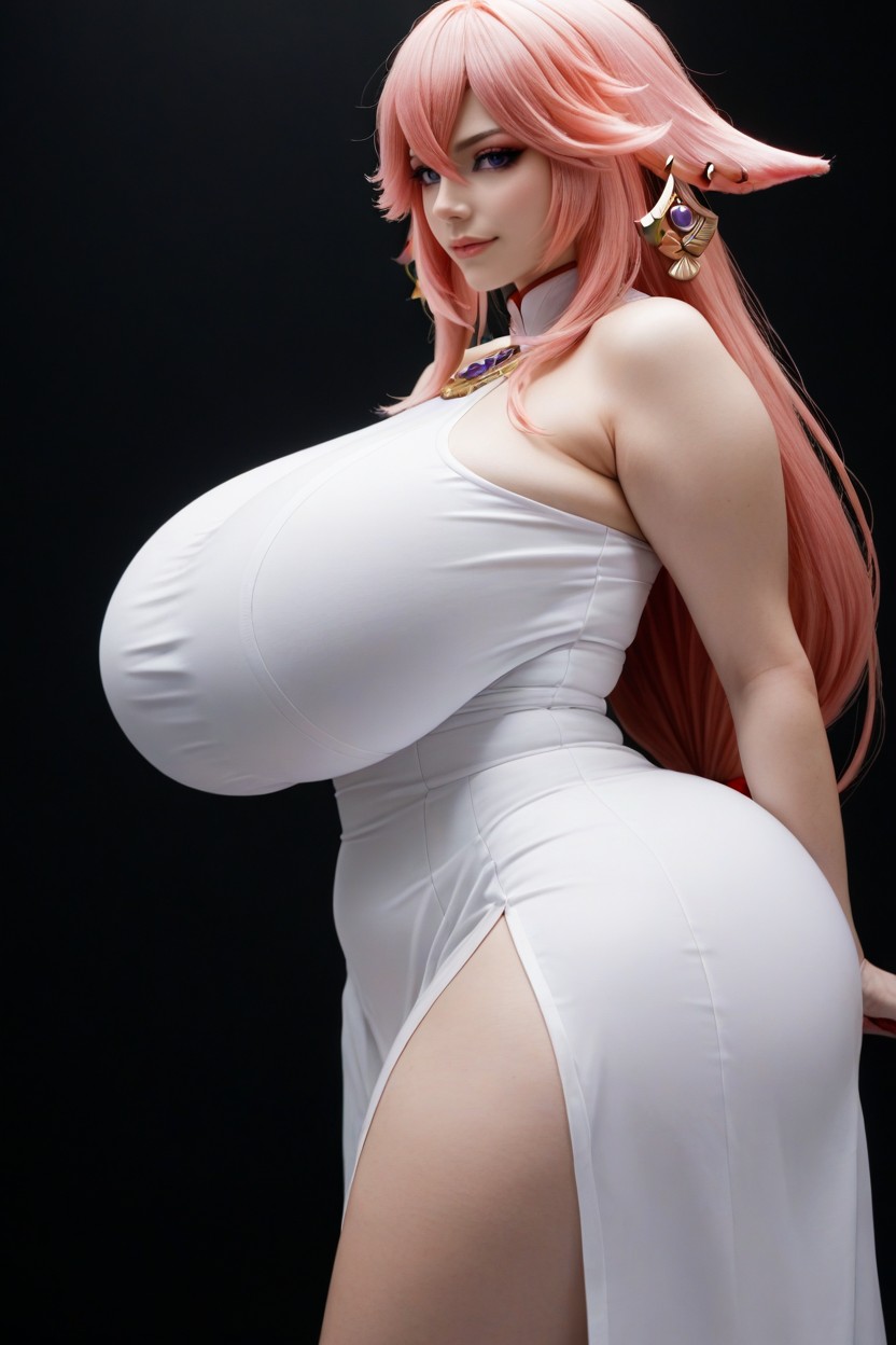 Arms On Hips, Hyper Reduced Shoulders, Hyper Saggy Fat Breasts AI Porn