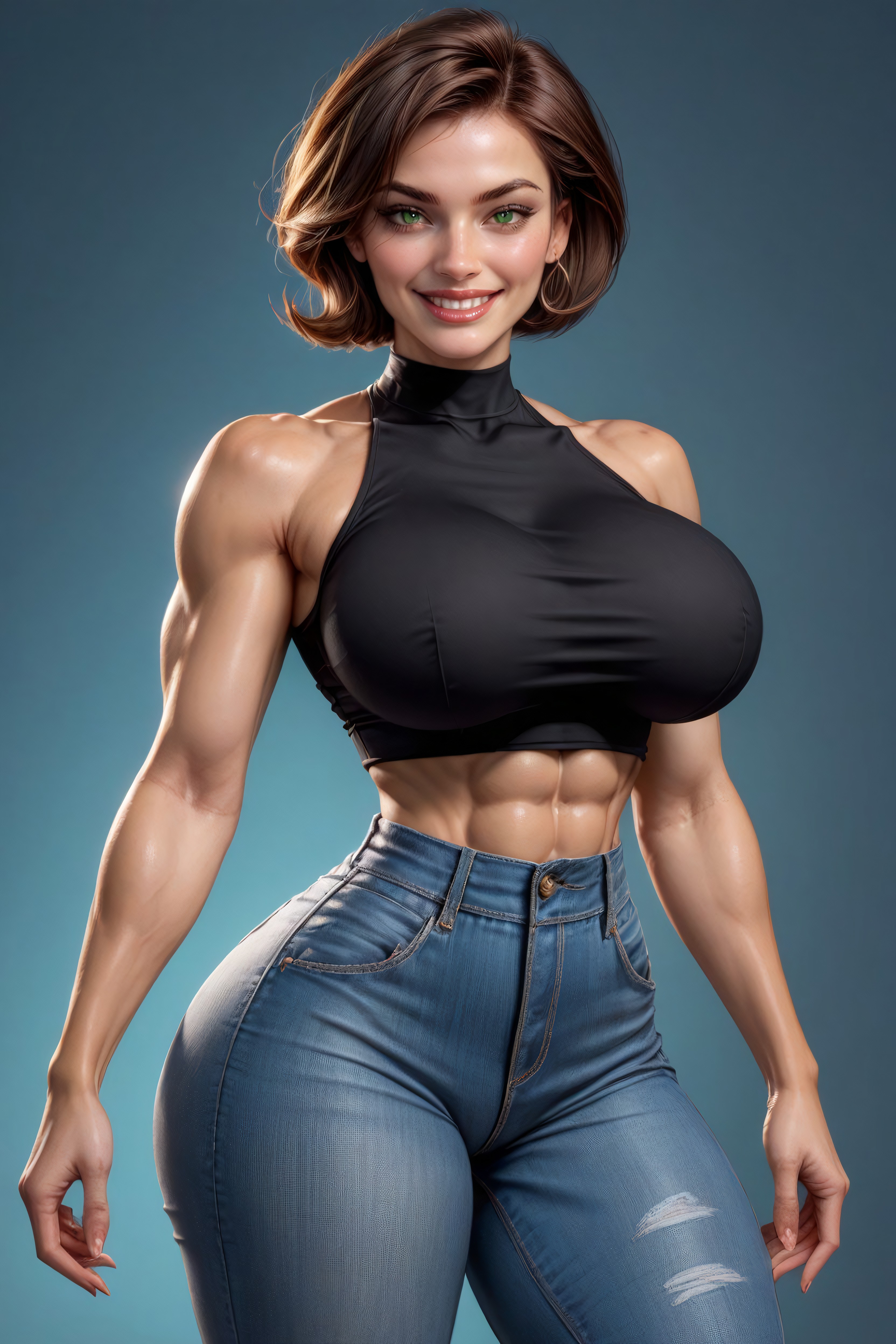 Ultra High Detail, Eight Pack Abs, Lean Face Porno IA