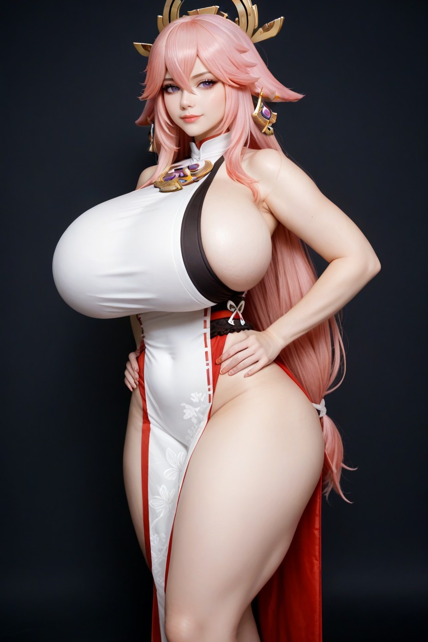 Side Standing Tall, Pear Body Shape, Simple Black Background Setting AI Porn