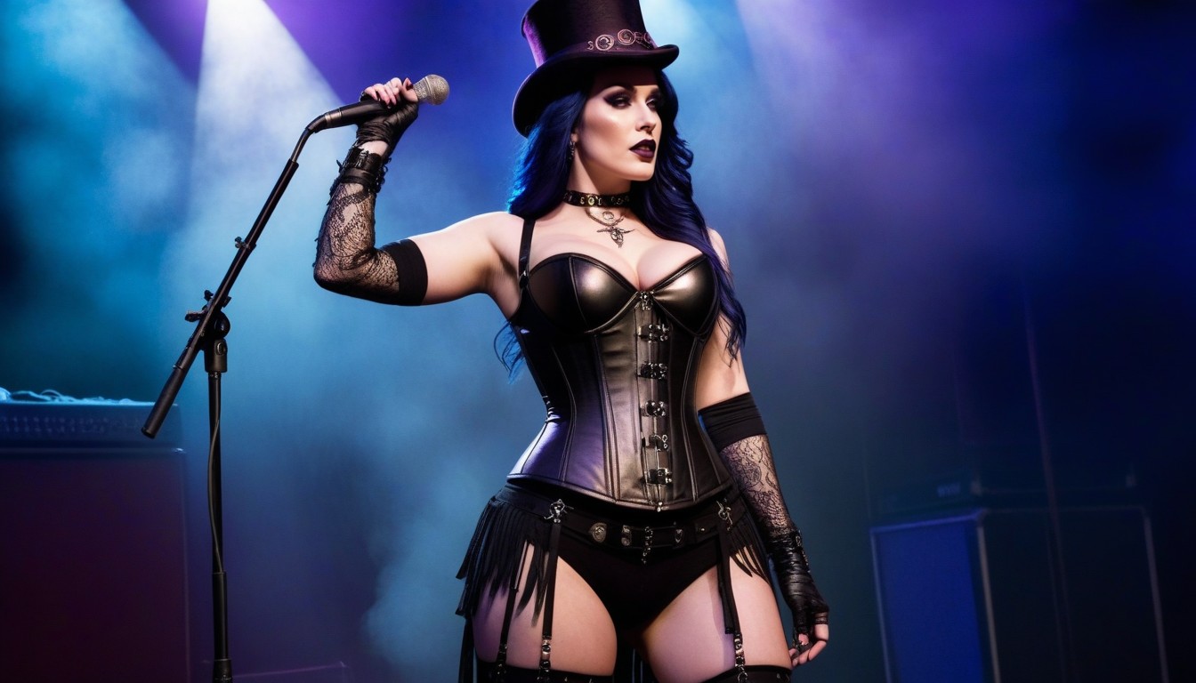 18+, Arms Up, Long Gothic Laced Leather Boots AI Porn