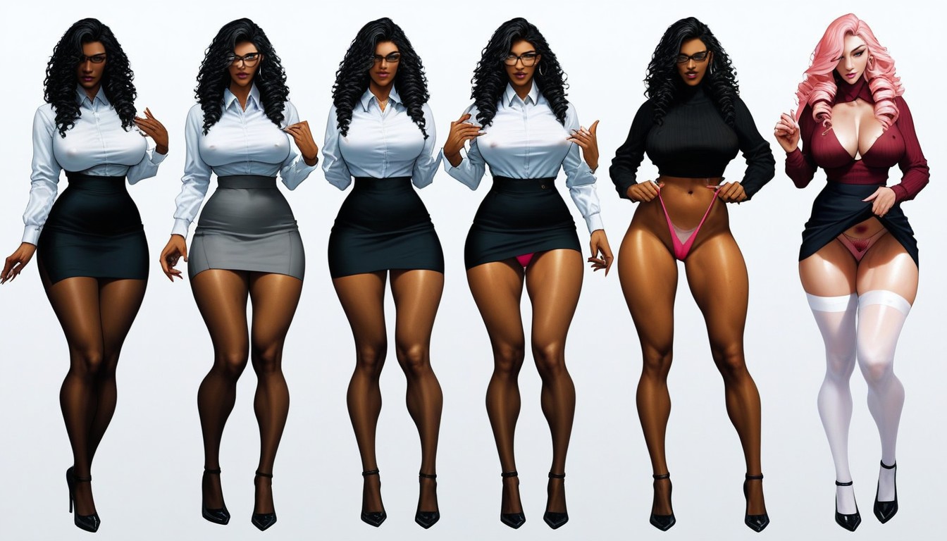 Long Curly, Thick Thighs, Thighs Exposed AI Porn
