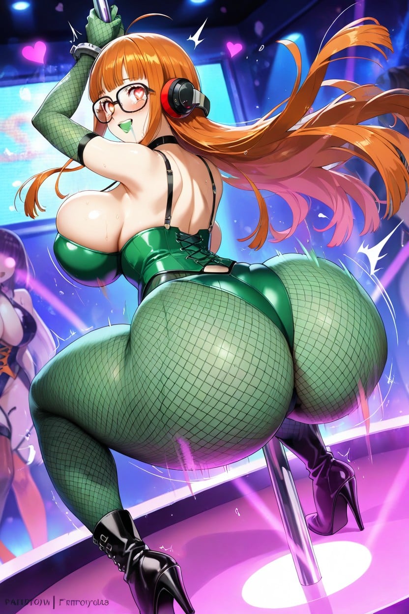 Strip Club, Orange Pantyhose, Stripper Pole Hentai AI Porn
