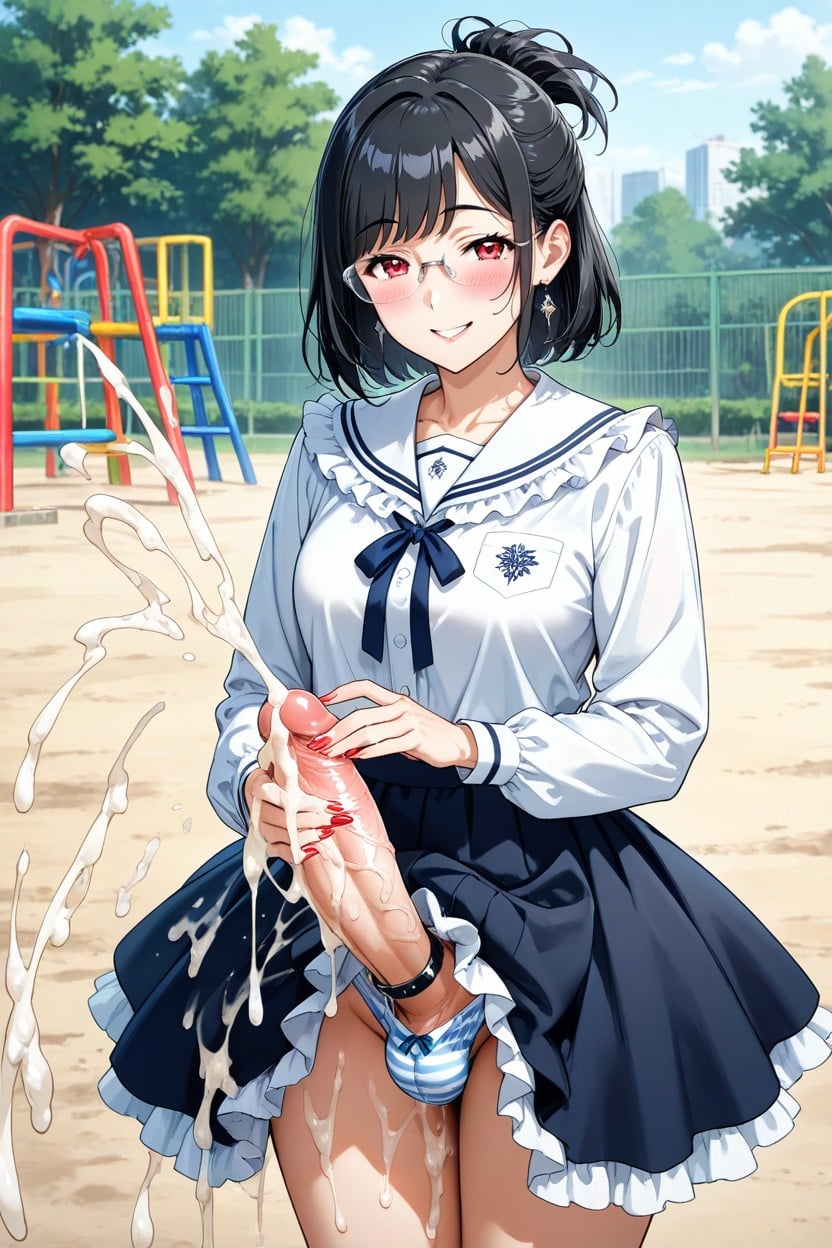 Frilled Skirt, Too Much Cum Any Where, Playground Hentai AI Porn