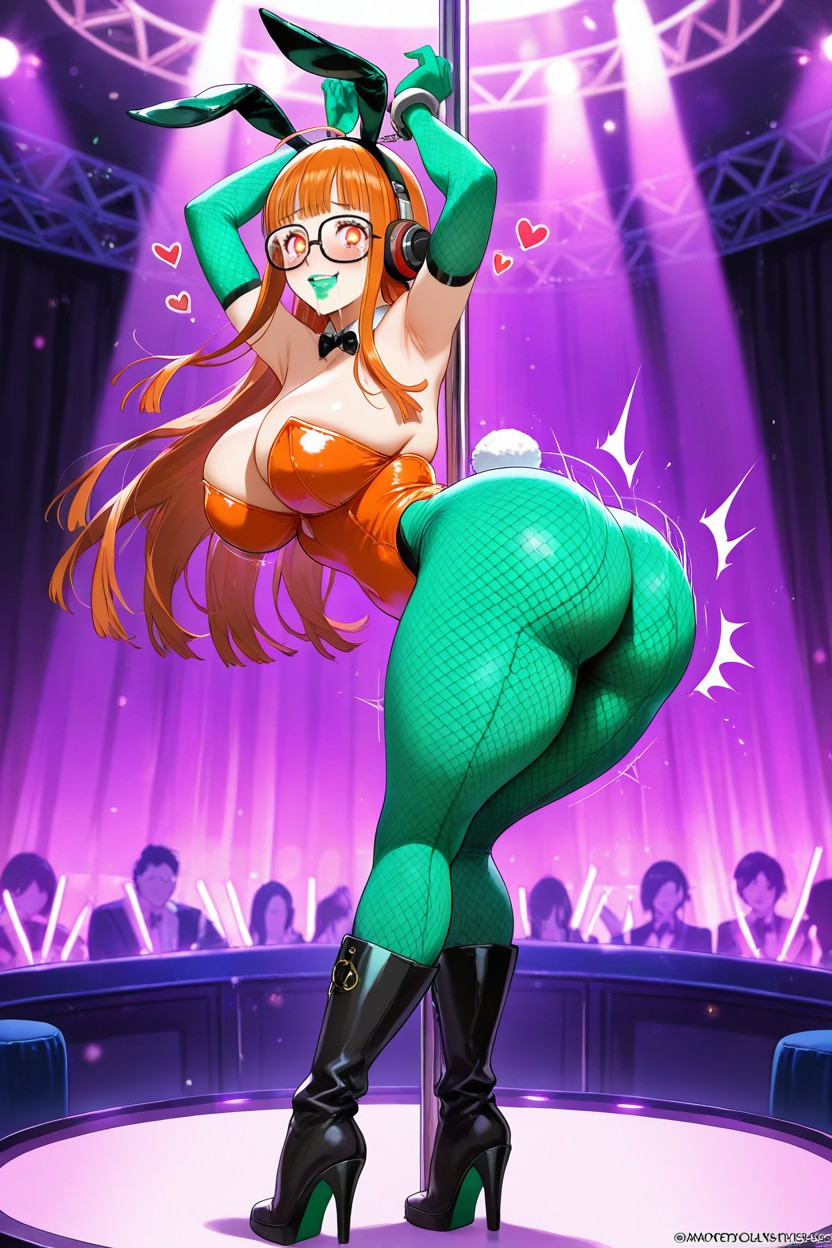 Hypnosis, Cleavage, Orange Pantyhose Hentai IA