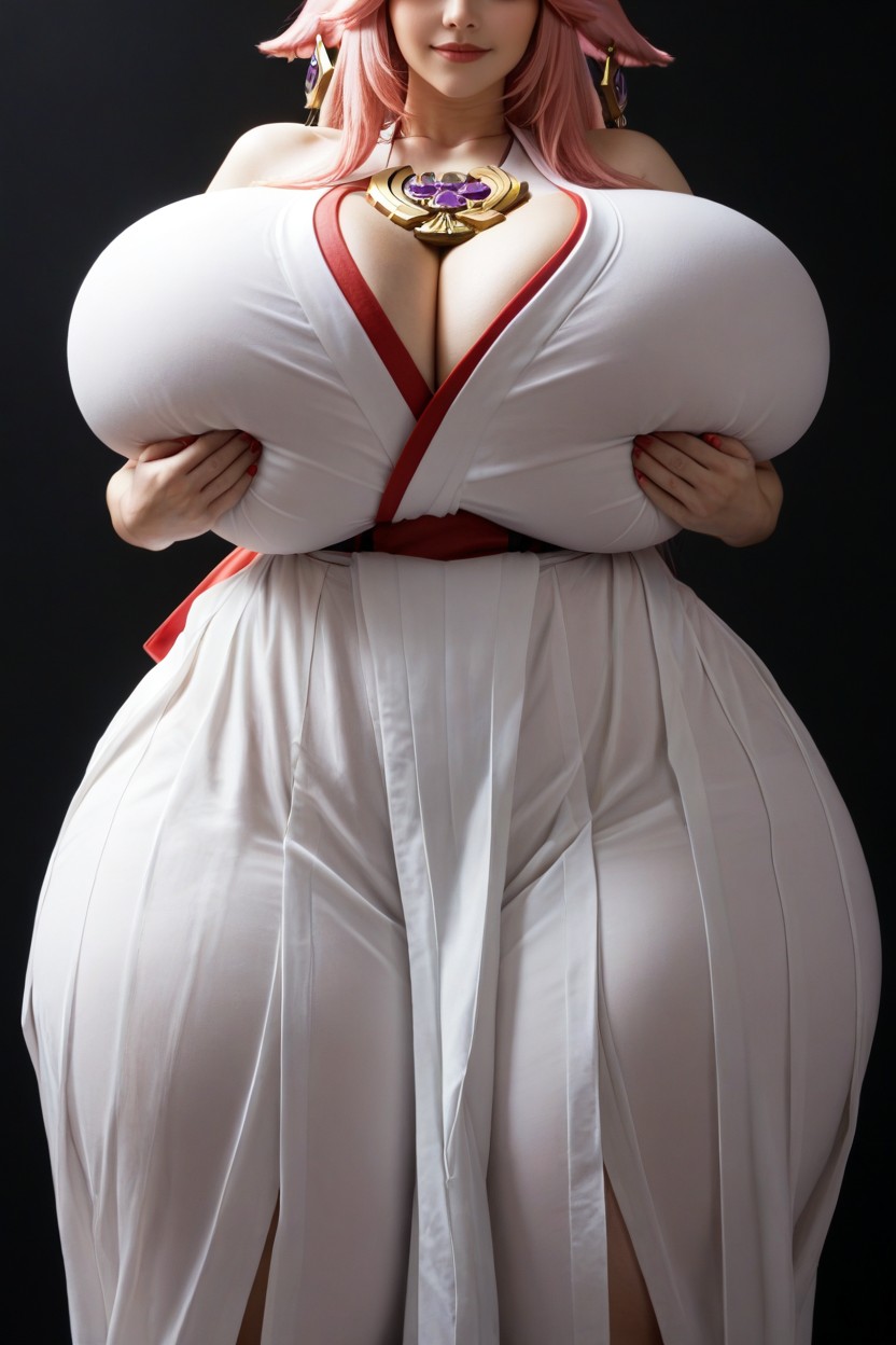 Arms Spread, Yae Miko Signature Accessories, Eyes Wide Open AI Porn