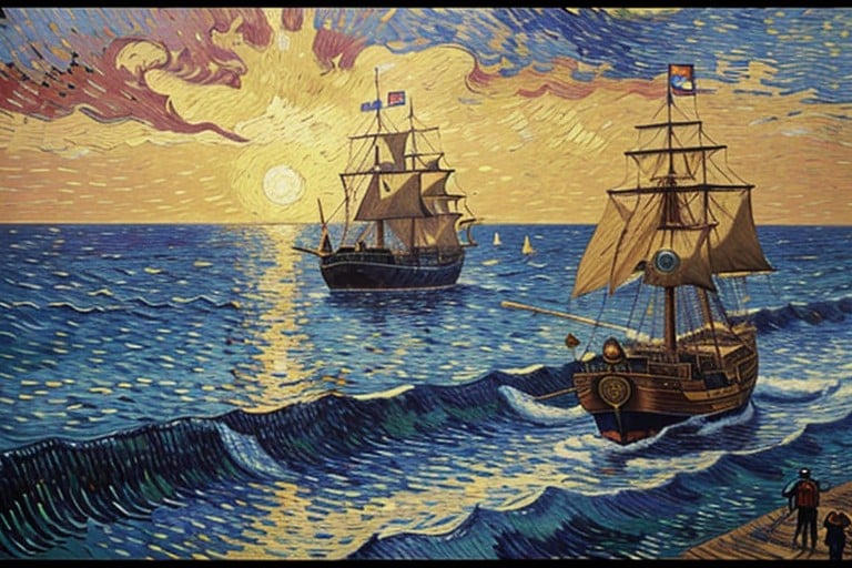 One Piece Characters Onboard, Insane Details, Painting With Pirates From One Piece Sailing On The Thousand Sunny Ship From One Piece AI Porn