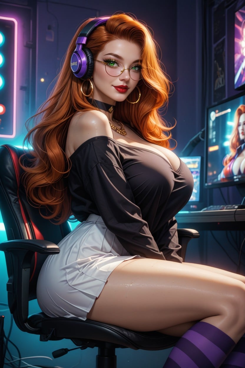 Looking At The Viewer, Purple G String, Beautiful Face AI Porn