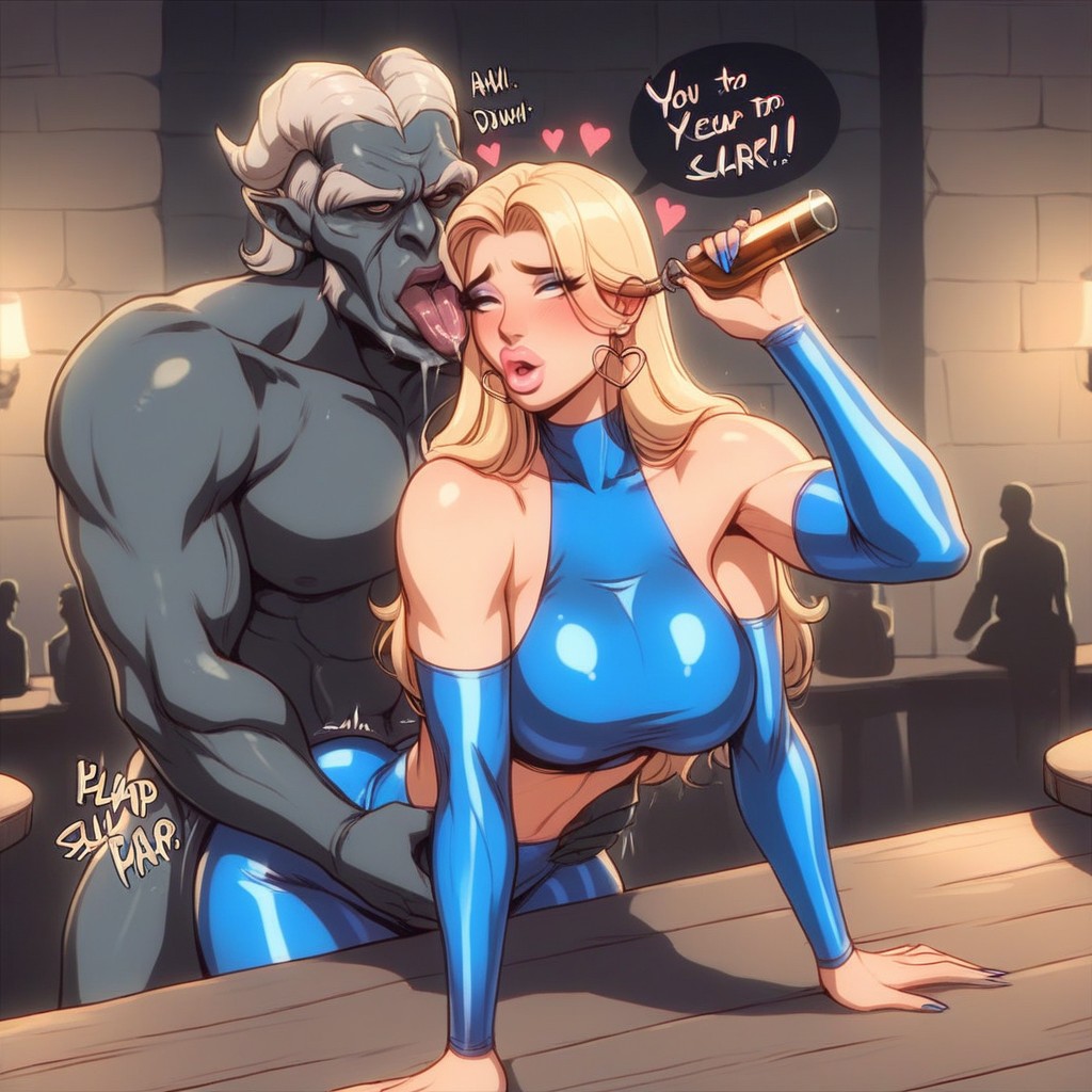 Blue Latex Crop Top, Kissing, Superdrunk AI Porn